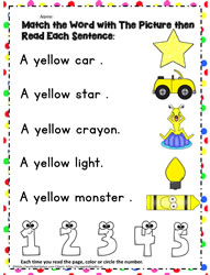 yellow - sight word match